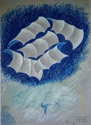 Printmaking titled "Machine volante à v…" by Serge Reynaud (Art of Flying), Original Artwork, Digital Print