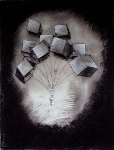 Printmaking titled "DESCENTE POLYCUBIQUE" by Serge Reynaud (Art of Flying), Original Artwork, Digital Print