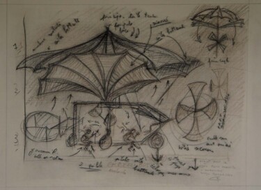 Drawing titled "Recherche pour l'Om…" by Serge Reynaud (Art of Flying), Original Artwork, Pencil