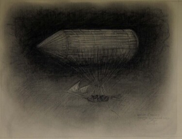 Drawing titled "Ballon cylindro con…" by Serge Reynaud (Art of Flying), Original Artwork, Graphite