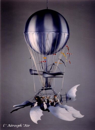 Sculpture titled "AEROSPH'AIR" by Serge Reynaud (Art of Flying), Original Artwork, Mixed Media