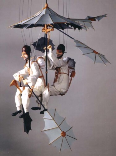 Escultura titulada "GRAND  PARAPLUIE  B…" por Serge Reynaud (Art of Flying), Obra de arte original, Media mixtos