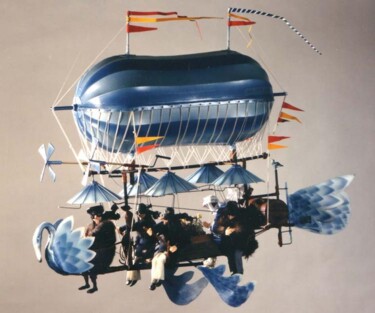 Escultura intitulada "SILVER  SWAN" por Serge Reynaud (Art of Flying), Obras de arte originais, Média Mixtas