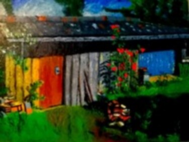 Pintura titulada "Cabane de jardin à…" por Serge Ribardiere (RIB), Obra de arte original, Oleo