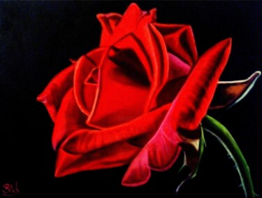 Peinture intitulée "Rose" par Serge Ribardiere (RIB), Œuvre d'art originale, Huile