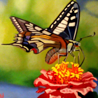 Malerei mit dem Titel "Papillon" von Serge Ribardiere (RIB), Original-Kunstwerk, Öl