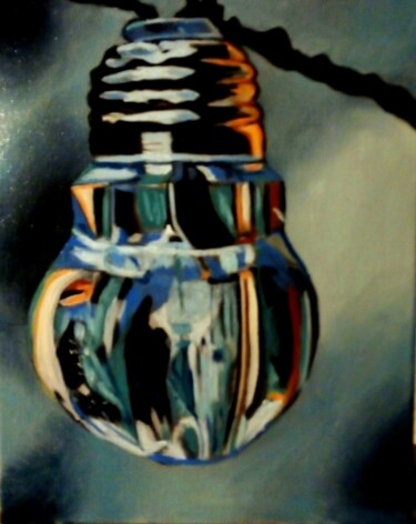 Painting titled "Ampoule" by Serge Ribardiere (RIB), Original Artwork, Oil