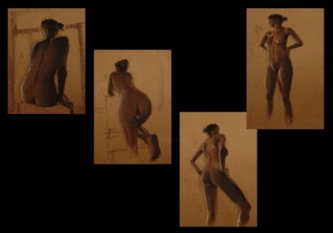 Peinture intitulée "Etudes sur modèle2" par Serge Salis, Œuvre d'art originale, Pastel