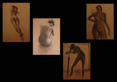 Peinture intitulée "Etudes sur modèle 3" par Serge Salis, Œuvre d'art originale, Pastel