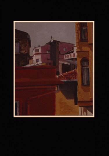 Pintura intitulada "Le quartier de Beyo…" por Serge Salis, Obras de arte originais, Óleo Montado em Outro painel rígido