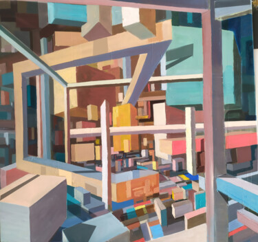 Peinture intitulée ""Espace ouvre toi"" par Serge Salis, Œuvre d'art originale, Huile Monté sur Châssis en bois