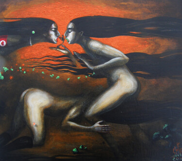 Картина под названием "Древне-женское" - Serge Sunne, Подлинное произведение искусства, Акрил