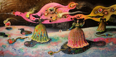 Картина под названием "Фарфоровые принцесс…" - Serge Sunne, Подлинное произведение искусства, Акрил