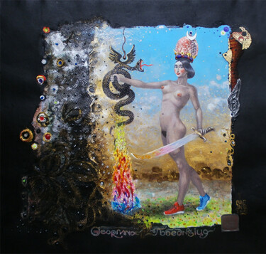 Peinture intitulée "Георгина Победаноси…" par Serge Sunne, Œuvre d'art originale, Acrylique