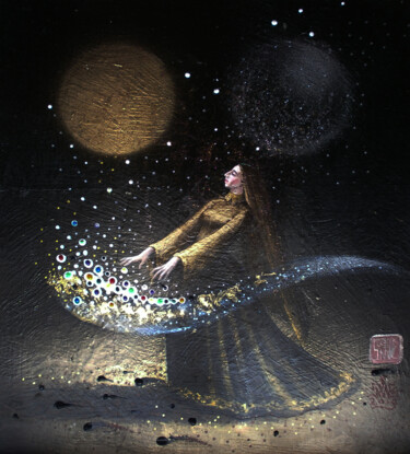 Картина под названием "Соната Лун" - Serge Sunne, Подлинное произведение искусства, Акрил