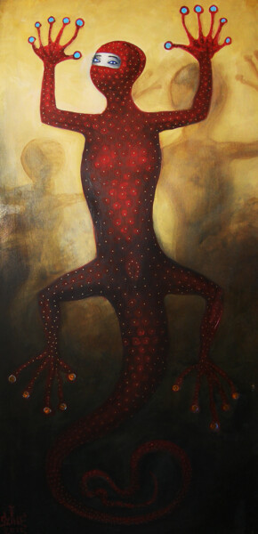 Peinture intitulée "Salamandra female" par Serge Sunne, Œuvre d'art originale, Acrylique