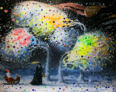 Malerei mit dem Titel "Летний сад зимой" von Serge Sunne, Original-Kunstwerk, Acryl