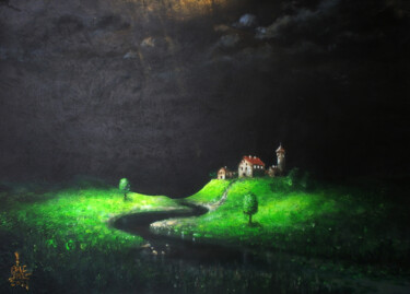 Картина под названием "Куинджи Ночного Сол…" - Serge Sunne, Подлинное произведение искусства, Акрил