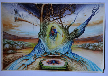 Картина под названием "Мамка Деревьев" - Serge Sunne, Подлинное произведение искусства, Акварель