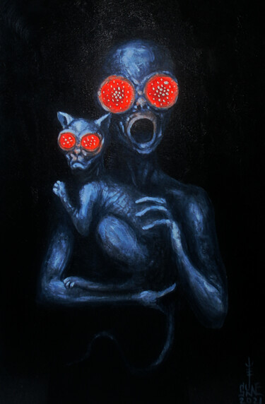 Painting titled "Летающая голова Ama…" by Serge Sunne, Original Artwork, Acrylic