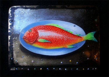 Картина под названием "Amanita Fish Krasiv…" - Serge Sunne, Подлинное произведение искусства, Акрил