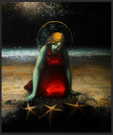 Картина под названием "Богиня Счастья Лайм…" - Serge Sunne, Подлинное произведение искусства, Акрил