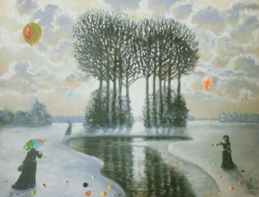 Pintura intitulada "Ранняя весна или пр…" por Serge Sunne, Obras de arte originais, Acrílico