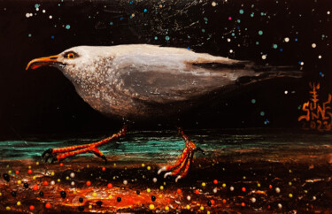 Peinture intitulée "Чайки бег" par Serge Sunne, Œuvre d'art originale, Acrylique
