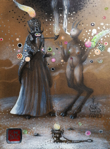 Peinture intitulée "Черти курят ладан" par Serge Sunne, Œuvre d'art originale, Graphite
