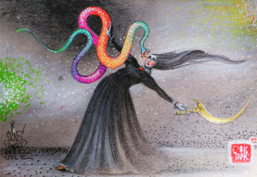 Картина под названием "Внезапный Змей Бесп…" - Serge Sunne, Подлинное произведение искусства, Акрил