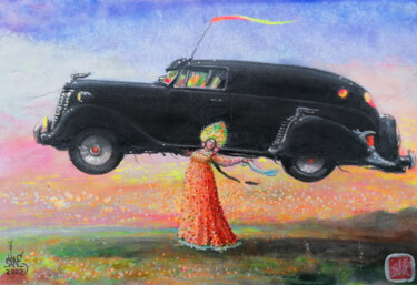 Картина под названием "Машина машина" - Serge Sunne, Подлинное произведение искусства, Акварель