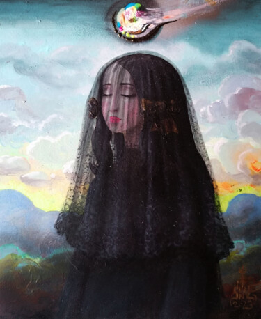 Malarstwo zatytułowany „Под черной вуалью я…” autorstwa Serge Sunne, Oryginalna praca, Akryl