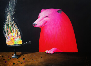 Painting titled "Pink Pesec & Hot Ic…" by Serge Sunne, Original Artwork, Acrylic