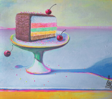 Painting titled "Thiebaud cake" by Serge Sunne, Original Artwork, Acrylic
