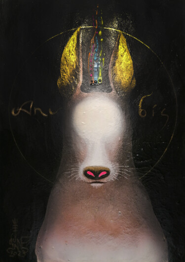 Painting titled "Anubis" by Serge Sunne, Original Artwork, Acrylic