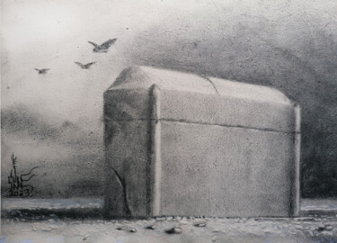 Malerei mit dem Titel "Блуждающий саркофаг…" von Serge Sunne, Original-Kunstwerk, Graphit