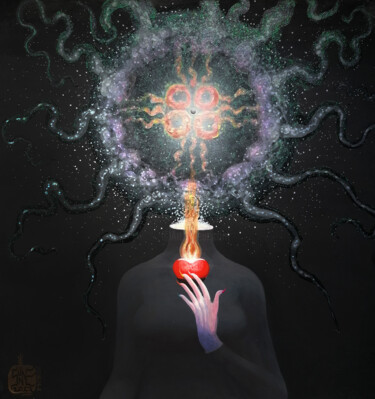 Painting titled "Medusa Ancient" by Serge Sunne, Original Artwork, Acrylic