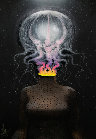 Картина под названием "Medusa Ancient II" - Serge Sunne, Подлинное произведение искусства, Акрил