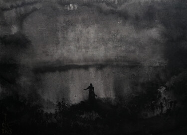 Картина под названием "Night by the river" - Serge Sunne, Подлинное произведение искусства, Акрил