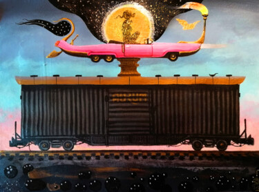 Pintura intitulada "A wagon of gold and…" por Serge Sunne, Obras de arte originais, Acrílico