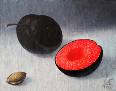 Peinture intitulée "black plum" par Serge Sunne, Œuvre d'art originale, Acrylique