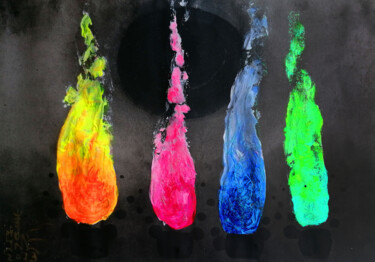 Картина под названием "four flames of the…" - Serge Sunne, Подлинное произведение искусства, Акрил