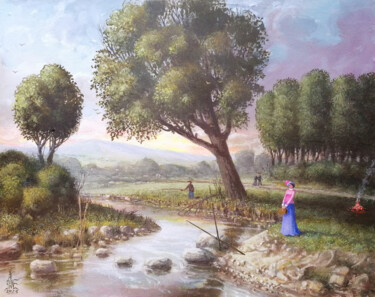 Painting titled "By the river, roman…" by Serge Sunne, Original Artwork, Acrylic