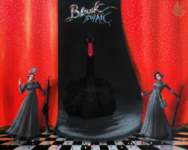 Картина под названием "Black Swan" - Serge Sunne, Подлинное произведение искусства, Акрил