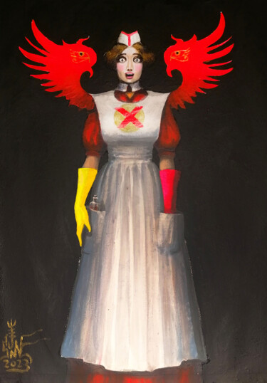 Картина под названием "Sister of Mercy of…" - Serge Sunne, Подлинное произведение искусства, Акрил