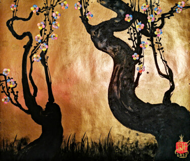 Картина под названием "five-color cherry b…" - Serge Sunne, Подлинное произведение искусства, Акрил