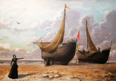 Painting titled "The Two Boats" by Serge Sunne, Original Artwork, Acrylic