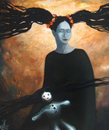 Painting titled "doll with doll" by Serge Sunne, Original Artwork