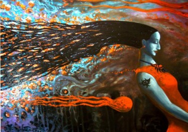 Peinture intitulée "orange wind" par Serge Sunne, Œuvre d'art originale
