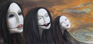 Painting titled "japanese dolls" by Serge Sunne, Original Artwork